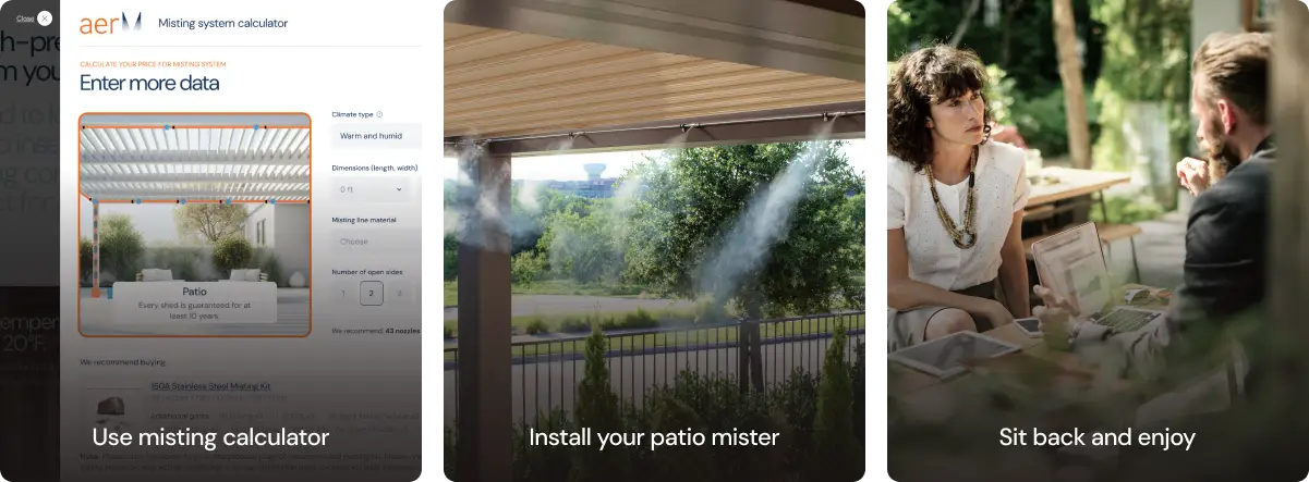 Patio misting system layout and installation for backyard cooling