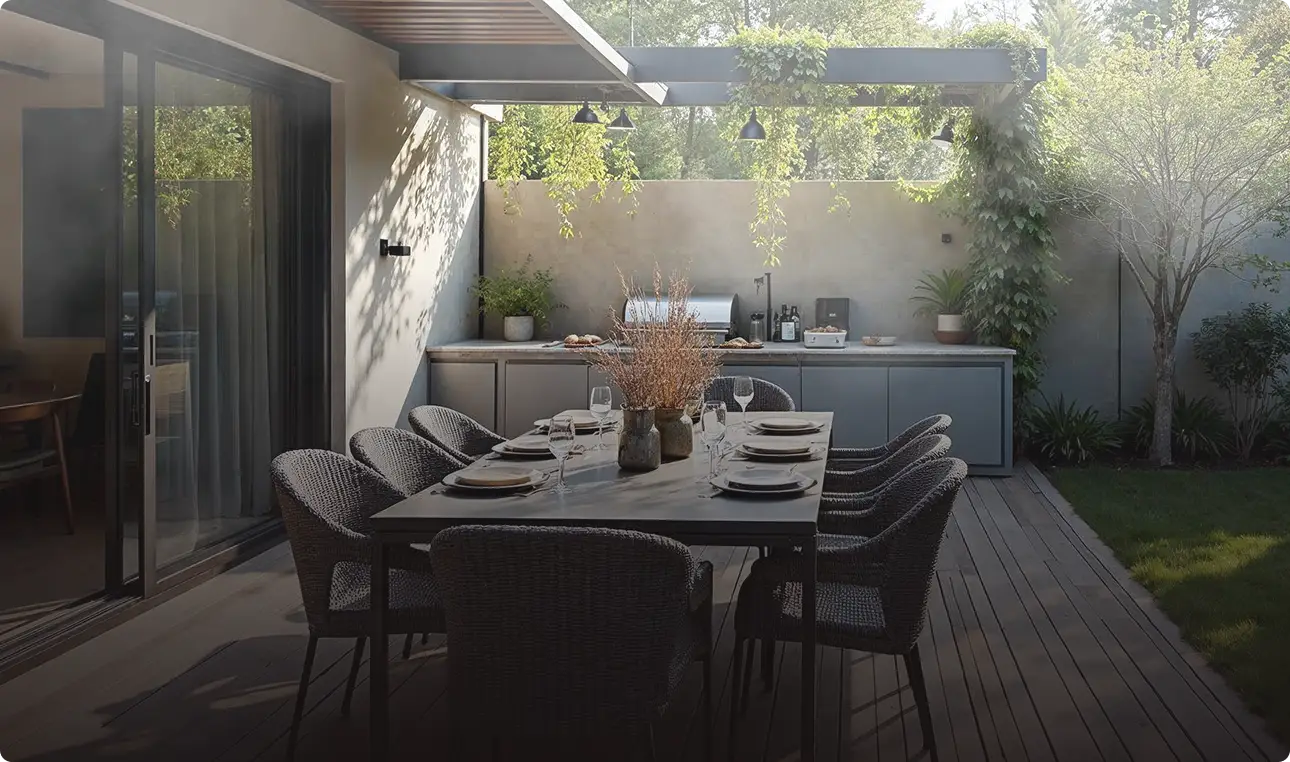 High pressure misting system cooling a patio or porch